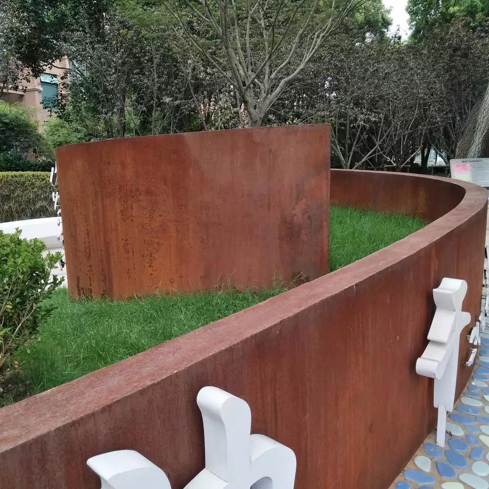 白银耐候钢板花园围边